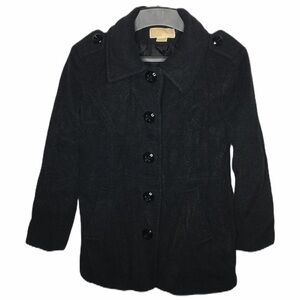 MICHAEL KORS black button front pea coat